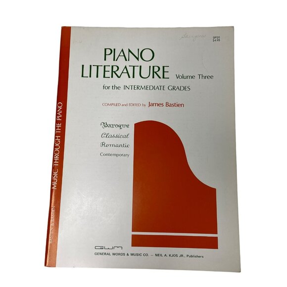 Piano Literature Sheet Music Volume Three Jane Smisor Bastien 1966 Vintage u - Picture 1 of 11